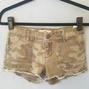 Camo Twill Frayed Shorts